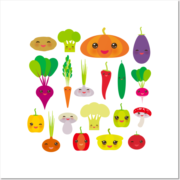 Kawaii vegetables Wall Art by EkaterinaP